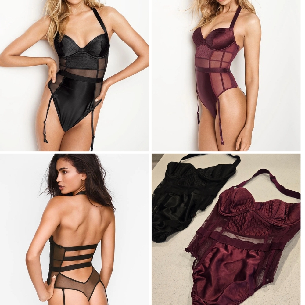 Victoria's Secret Very Sexy Black and Burgundy Bodysuits 34C 34B
